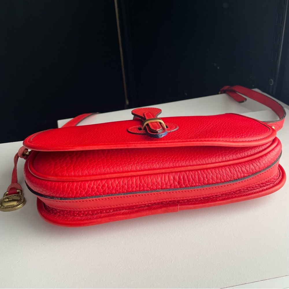 Dooney and Bourke awl Leather Red Saddle equestrian flap Crossbody bag - Picture 6 of 16